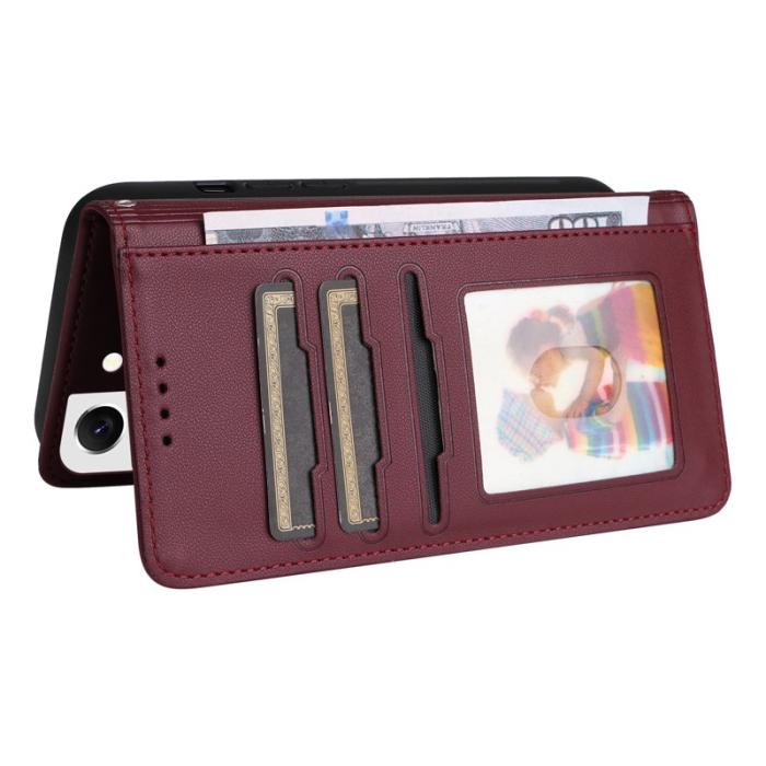 BETOPNICE - BETOPNICE Samsung Galaxy S22 5G Fodral - Äkta läder - Vinröd