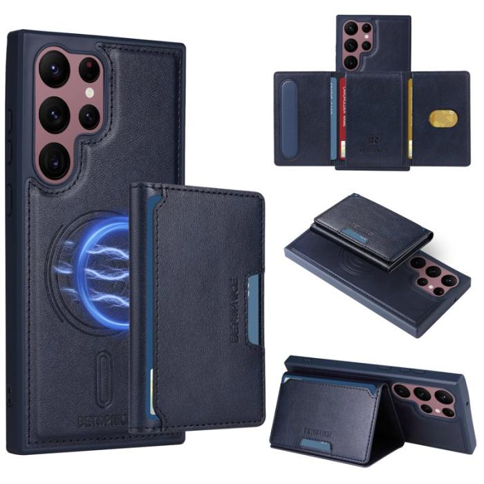 BETOPNICE - BETOPNICE Samsung Galaxy S22 Ultra 5G Fodral Äkta läder - Blå