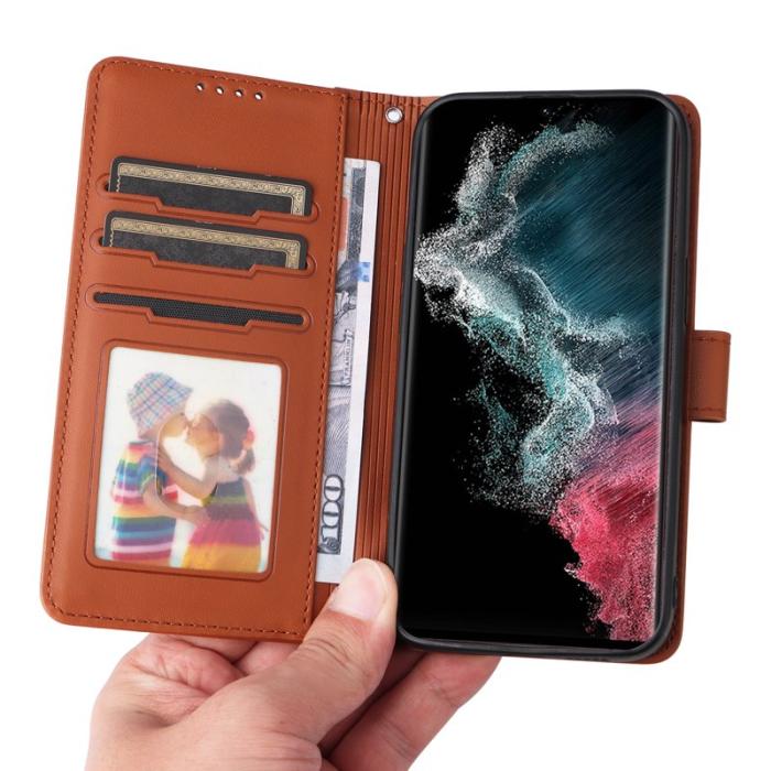 BETOPNICE - BETOPNICE Samsung Galaxy S22 Ultra 5G Fodral - Äkta läder - Brun