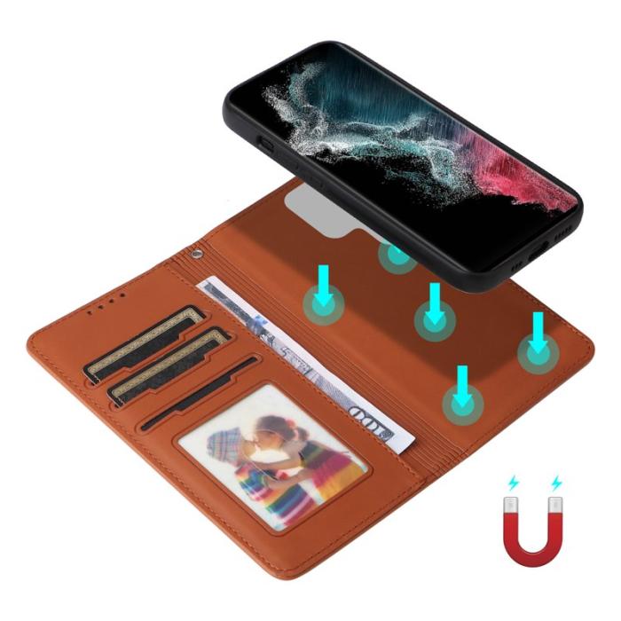 BETOPNICE - BETOPNICE Samsung Galaxy S22 Ultra 5G Fodral - Äkta läder - Brun