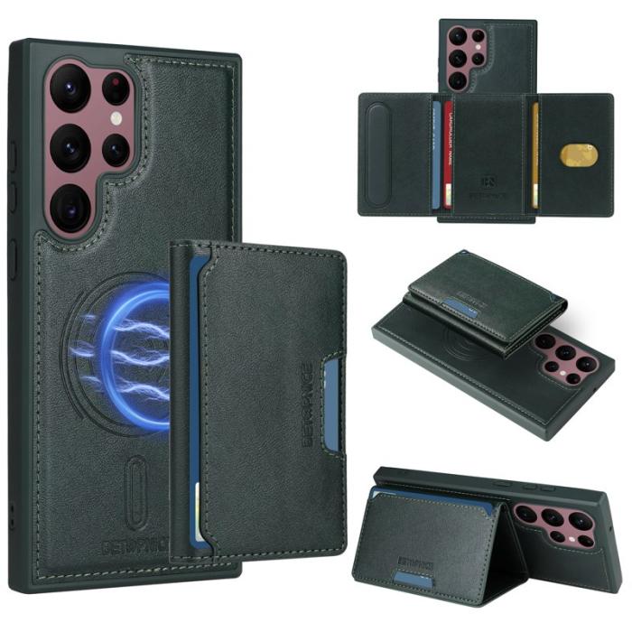 BETOPNICE - BETOPNICE Samsung Galaxy S22 Ultra 5G Fodral Äkta läder - Grön