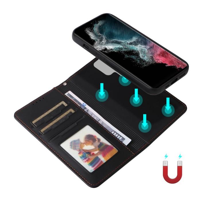 BETOPNICE - BETOPNICE Samsung Galaxy S22 Ultra 5G Fodral Äkta läder - Svart