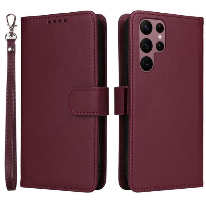 BETOPNICE - BETOPNICE Samsung Galaxy S22 Ultra 5G Fodral - Konstläder - Vinröd