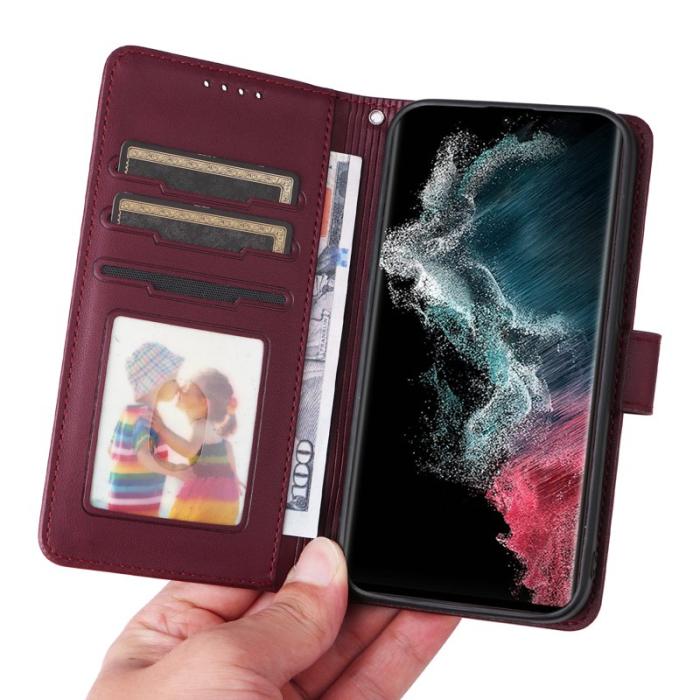 BETOPNICE - BETOPNICE Samsung Galaxy S22 Ultra 5G Fodral - Konstläder - Vinröd