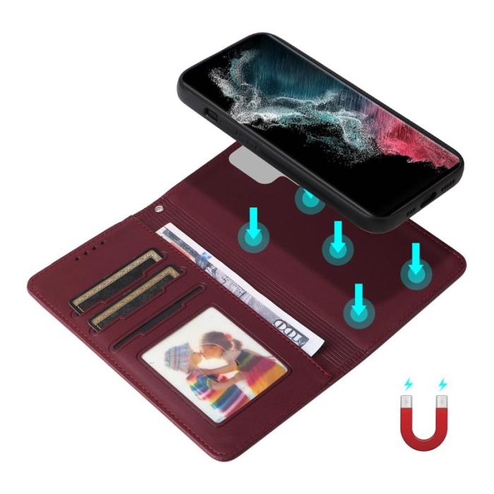 BETOPNICE - BETOPNICE Samsung Galaxy S22 Ultra 5G Fodral - Konstläder - Vinröd