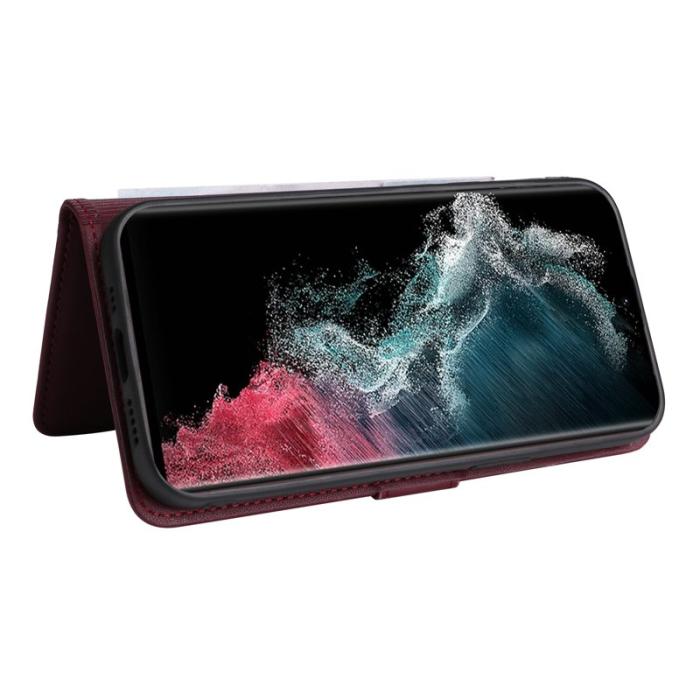 BETOPNICE - BETOPNICE Samsung Galaxy S22 Ultra 5G Fodral - Konstläder - Vinröd