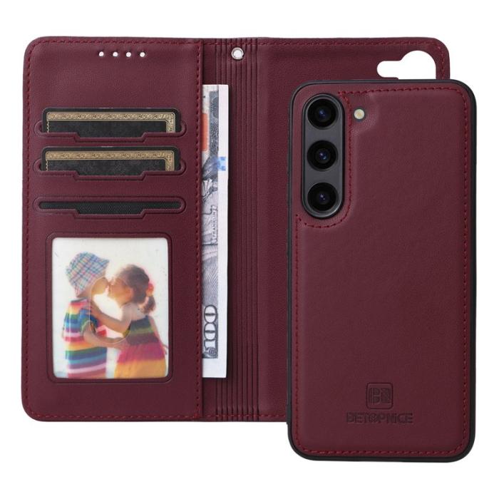 BETOPNICE - BETOPNICE Samsung Galaxy S23 Fodral - Detachable PU Leather - Vinröd