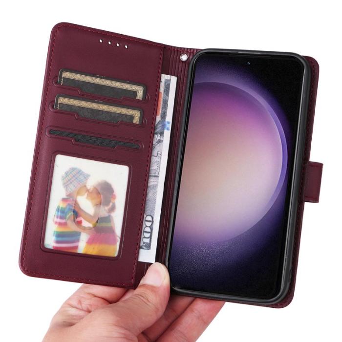 BETOPNICE - BETOPNICE Samsung Galaxy S23 Fodral - Detachable PU Leather - Vinröd