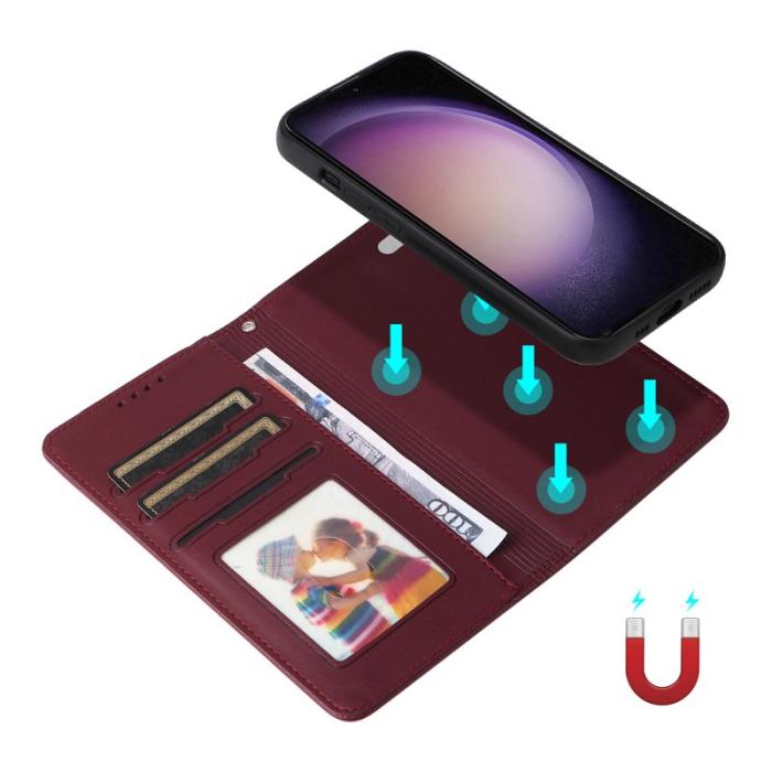 BETOPNICE - BETOPNICE Samsung Galaxy S23 Fodral - Detachable PU Leather - Vinröd