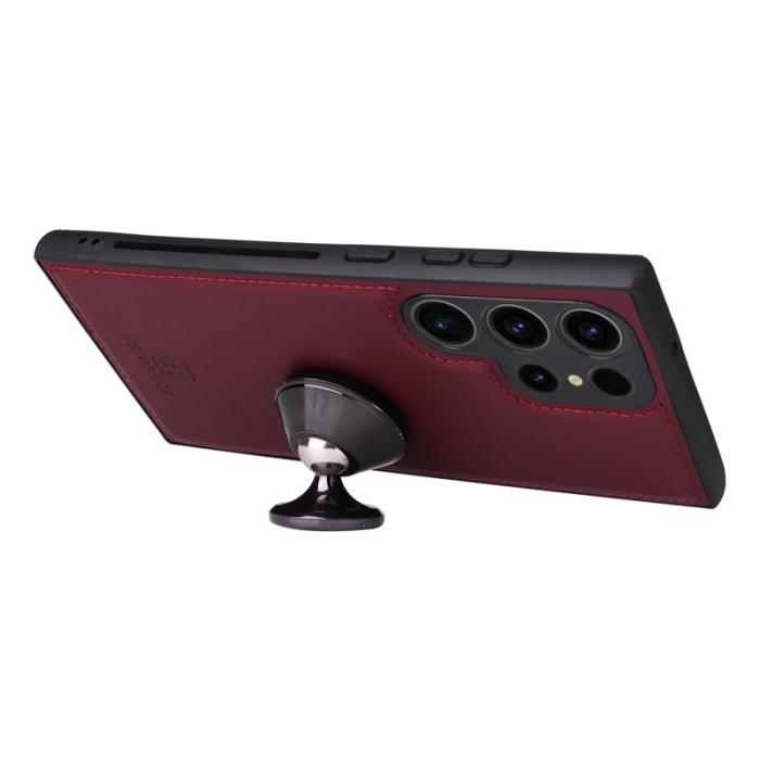 BETOPNICE - BETOPNICE Samsung Galaxy S23 Ultra Fodral - Äkta läder - Vinröd