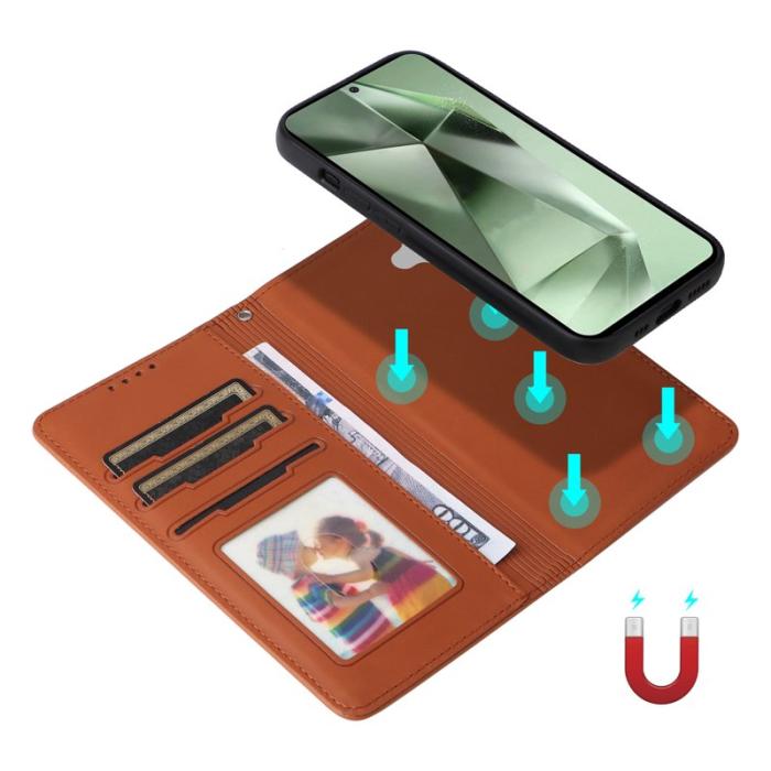 BETOPNICE - BETOPNICE Samsung Galaxy S24 FE Fodral Äkta läder - Brun