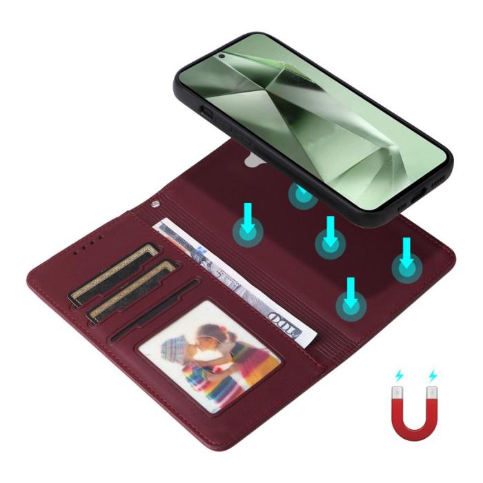 BETOPNICE - BETOPNICE Samsung Galaxy S24 FE Fodral - Äkta läder - Vinröd