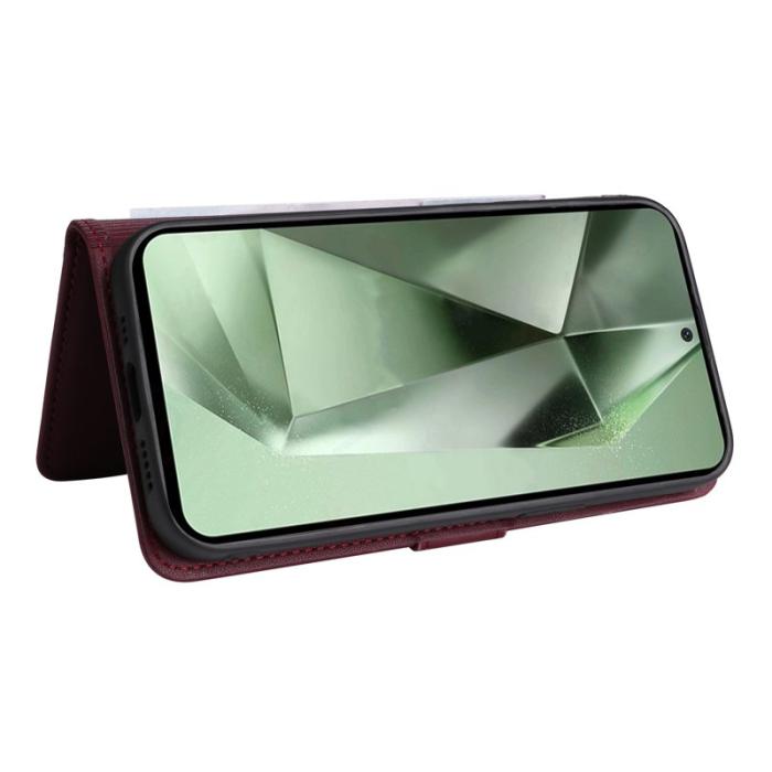 BETOPNICE - BETOPNICE Samsung Galaxy S24 FE Fodral - Äkta läder - Vinröd