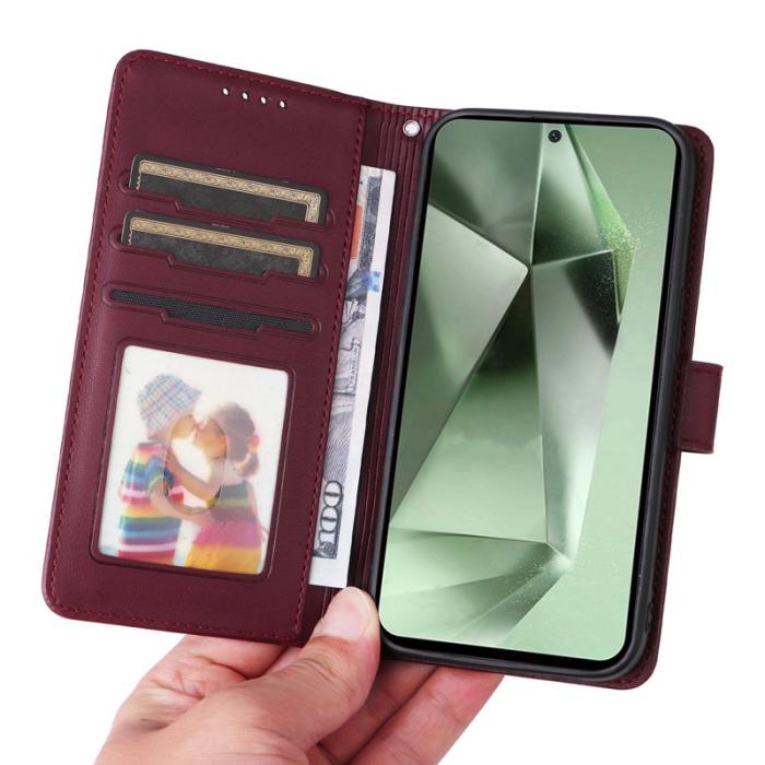 BETOPNICE - BETOPNICE Samsung Galaxy S24 FE Fodral - Äkta läder - Vinröd