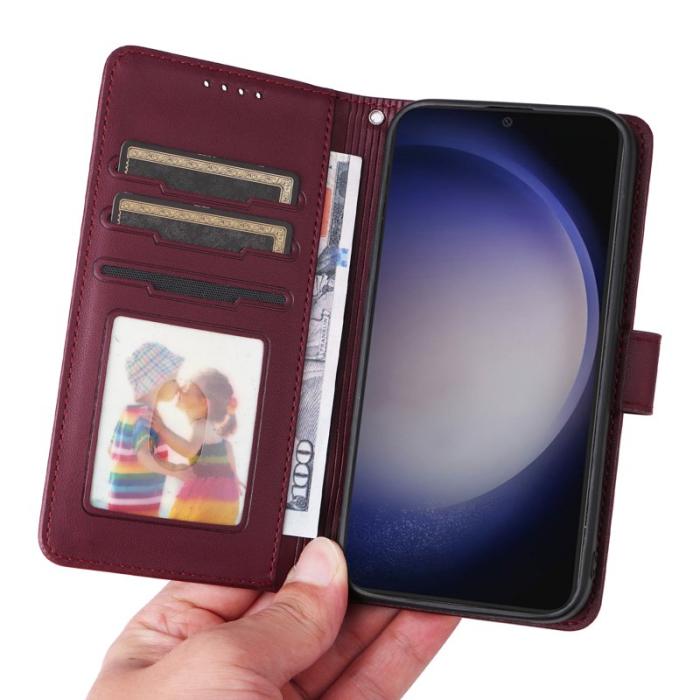 BETOPNICE - BETOPNICE Samsung Galaxy S24 Fodral - Detachable PU Leather - Vinröd