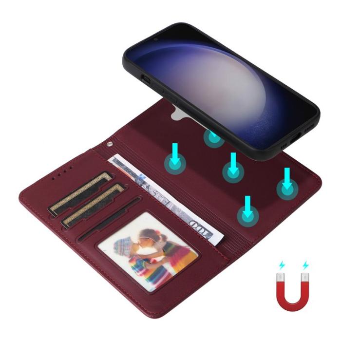 BETOPNICE - BETOPNICE Samsung Galaxy S24 Fodral - Detachable PU Leather - Vinröd