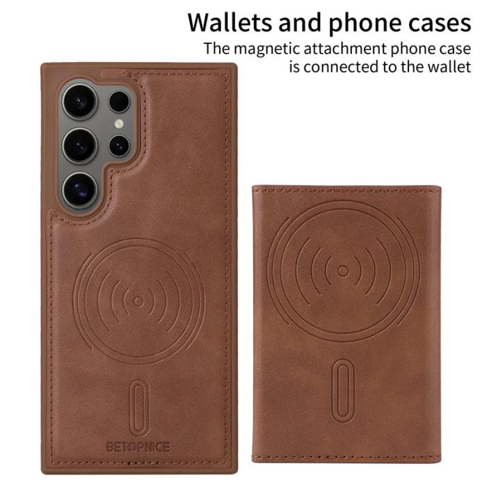 BETOPNICE - BETOPNICE Samsung Galaxy S24 Ultra Fodral - Äkta läder - Brun