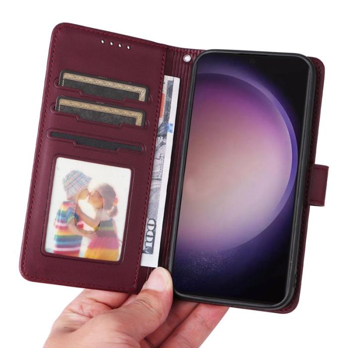 BETOPNICE - BETOPNICE Samsung Galaxy S24 Ultra Fodral - Äkta läder - Vinröd
