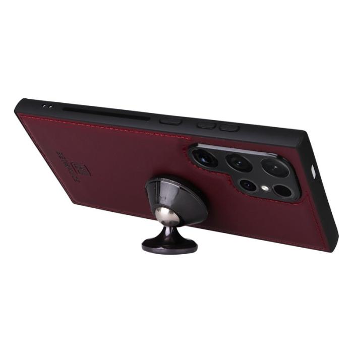 BETOPNICE - BETOPNICE Samsung Galaxy S24 Ultra Fodral - Äkta läder - Vinröd