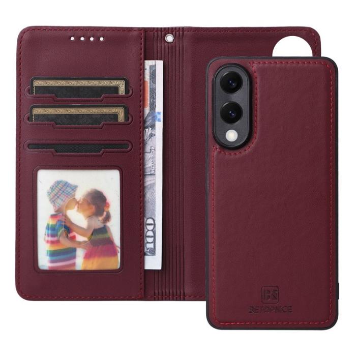 BETOPNICE - BETOPNICE Samsung Galaxy S25 Edge Fodral - Detachable PU Leather - Röd