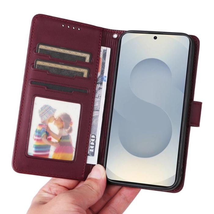 BETOPNICE - BETOPNICE Samsung Galaxy S25 Edge Fodral - Detachable PU Leather - Röd