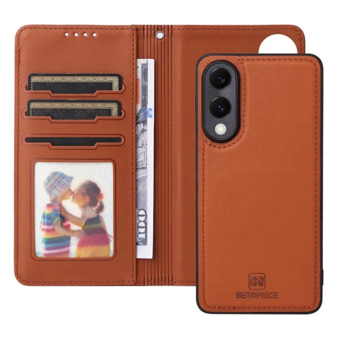 BETOPNICE - BETOPNICE Samsung Galaxy S25 Edge Fodral - PU Läder - Brun