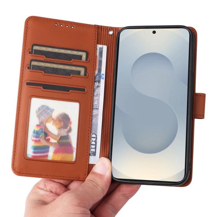 BETOPNICE - BETOPNICE Samsung Galaxy S25 Edge Fodral - PU Läder - Brun