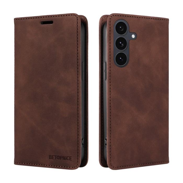 BETOPNICE - BETOPNICE Samsung Galaxy S25 FE Fodral Äkta läder - Brun