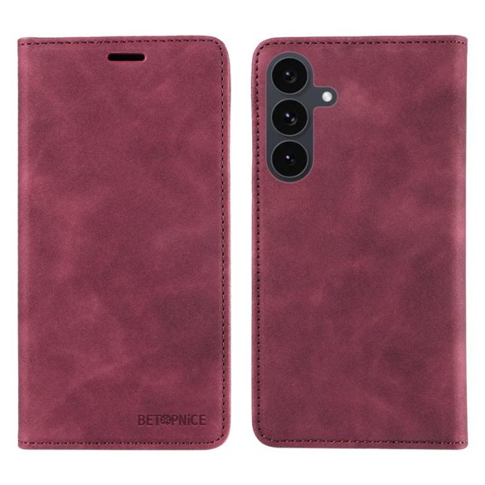 BETOPNICE - BETOPNICE Samsung Galaxy S25 FE Fodral Äkta läder - Röd