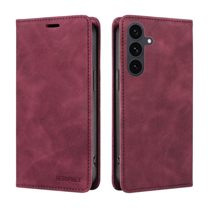 BETOPNICE - BETOPNICE Samsung Galaxy S25 FE Fodral Äkta läder - Röd