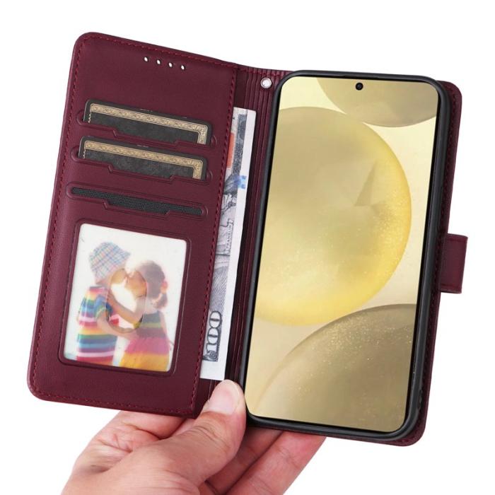 BETOPNICE - BETOPNICE Samsung Galaxy S25 Fodral - Detachable PU Leather - Vinröd