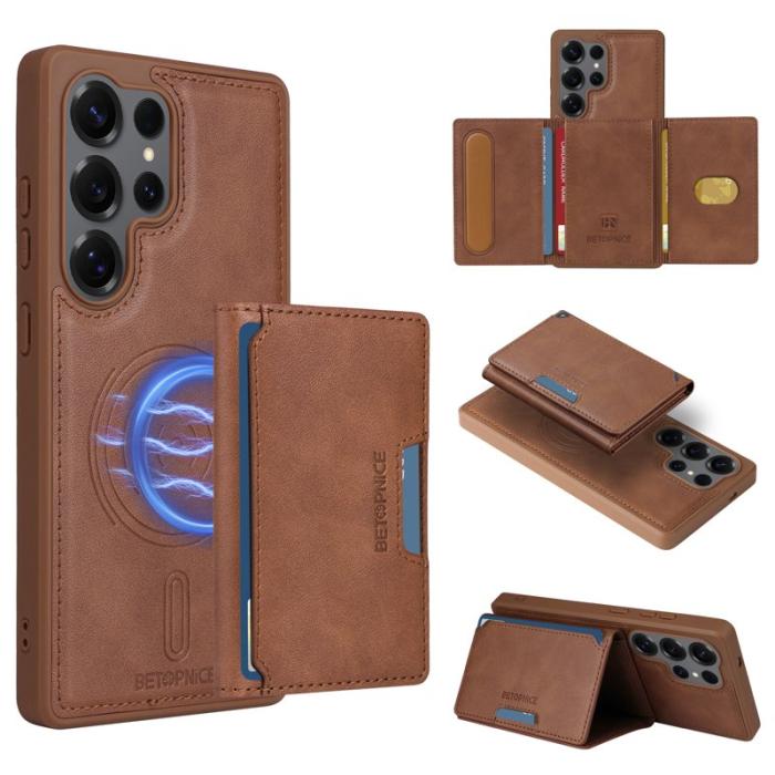 BETOPNICE - BETOPNICE Samsung Galaxy S25 Ultra Fodral Äkta läder - Brun