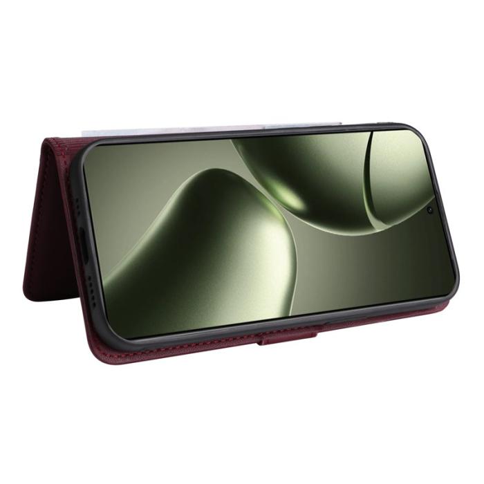 BETOPNICE - BETOPNICE Xiaomi 14T Fodral - Avtagbart PU Läder - Vinröd