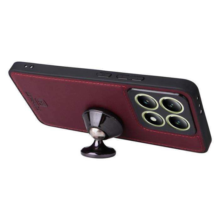 BETOPNICE - BETOPNICE Xiaomi 14T Fodral - Avtagbart PU Läder - Vinröd