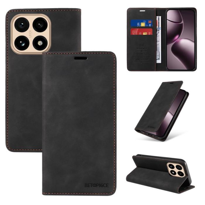 BETOPNICE - BETOPNICE Xiaomi 15T Fodral Äkta läder - Svart