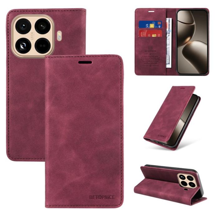 BETOPNICE - BETOPNICE Xiaomi 15T Pro Fodral Äkta läder - Röd