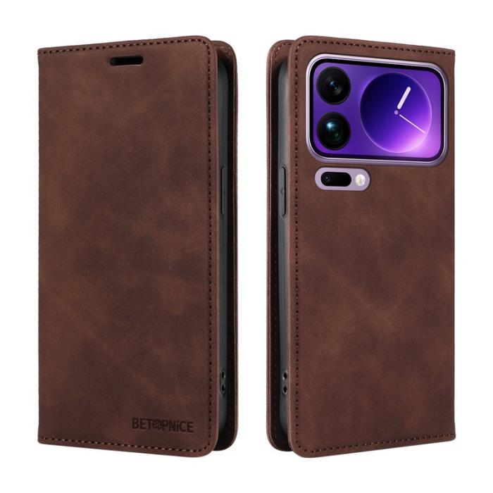 BETOPNICE - BETOPNICE Xiaomi 17 Pro Max Plånboksfodral Konstläder - Brun