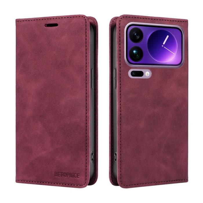 BETOPNICE - BETOPNICE Xiaomi 17 Pro Max Plånboksfodral Konstläder - Röd