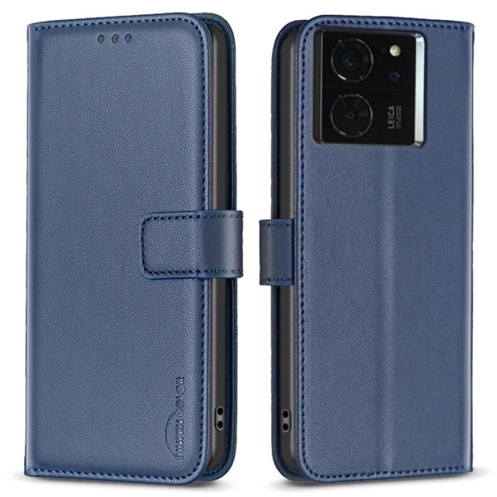 BINFEN COLOR - BINFEN COLOR BF17 för Xiaomi 14T Fodral Wallet Äkta läder - Blå