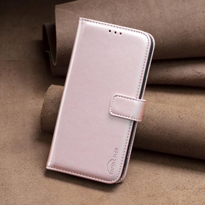 BINFEN COLOR - BINFEN COLOR BF17 för Xiaomi 14T Fodral Wallet Äkta läder - Roséguld