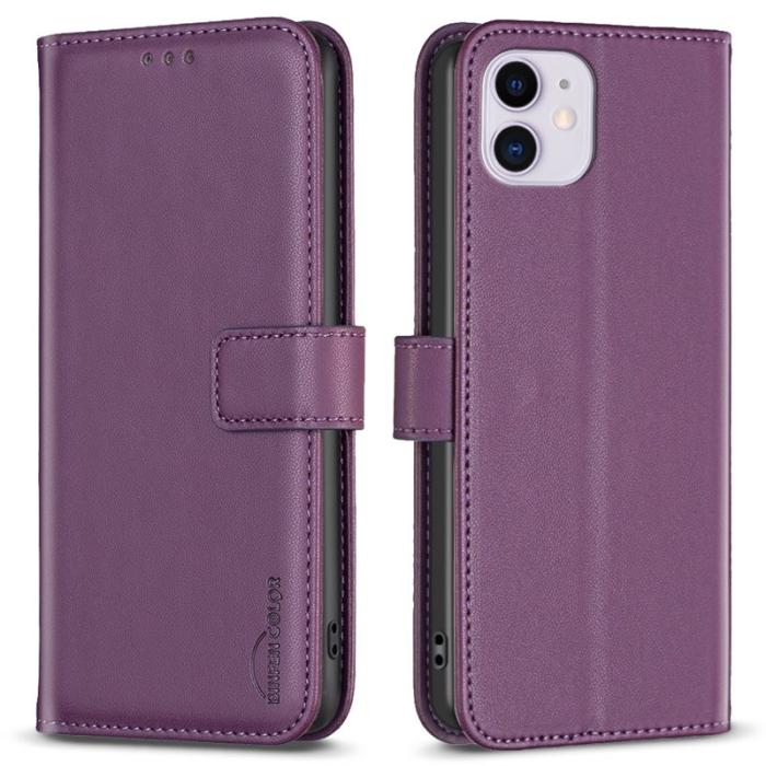 BINFEN COLOR - BINFEN COLOR BF17 iPhone 11 Fodral PU Läder - Mörklila