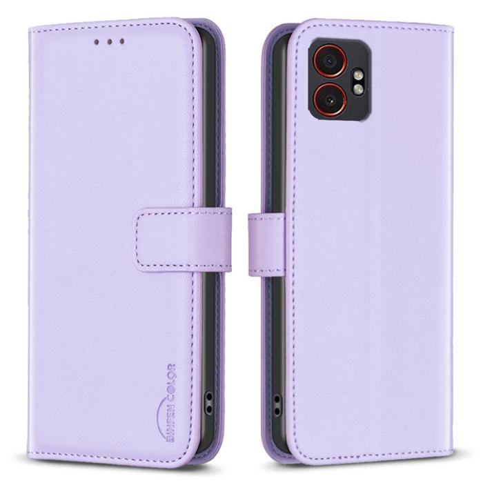 BINFEN COLOR - BINFEN COLOR BF17 Samsung Galaxy XCover7 Pro Fodral Äkta läder - Lila