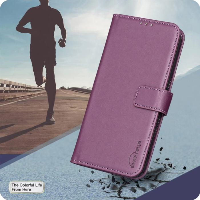 BINFEN COLOR - BINFEN COLOR BF17 Samsung Galaxy XCover7 Pro Fodral - Äkta läder - Mörklila