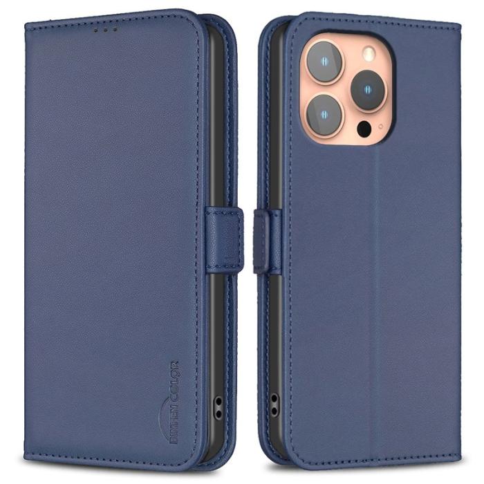 BINFEN COLOR - BINFEN COLOR BF31 iPhone 16 Pro Fodral - PU Läder - Blå