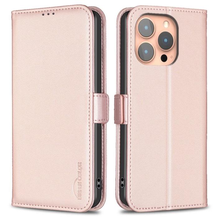 BINFEN COLOR - BINFEN COLOR BF31 iPhone 16 Pro Fodral - PU Läder - Rosa
