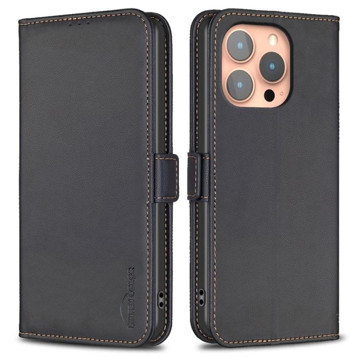BINFEN COLOR - BINFEN COLOR BF31 iPhone 16 Pro Fodral - PU Läder - Svart