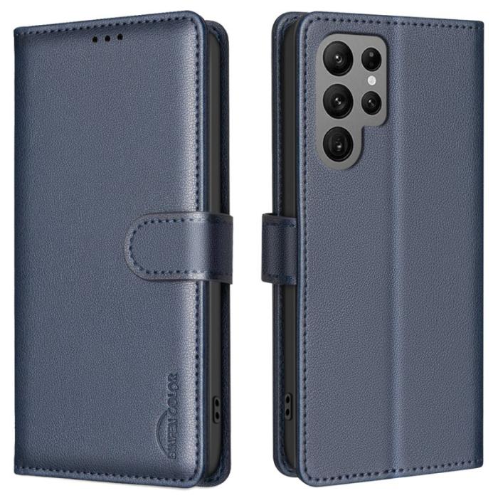 BINFEN COLOR - BINFEN COLOR BF32 för Samsung Galaxy S25 Ultra - Fodral Äkta läder - Blå