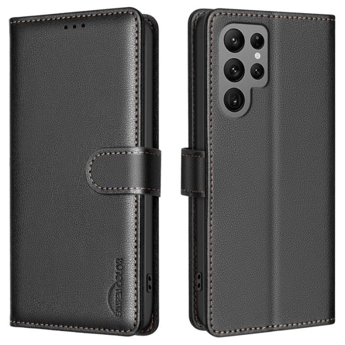 BINFEN COLOR - BINFEN COLOR BF32 för Samsung Galaxy S25 Ultra Fodral Äkta läder - Svart