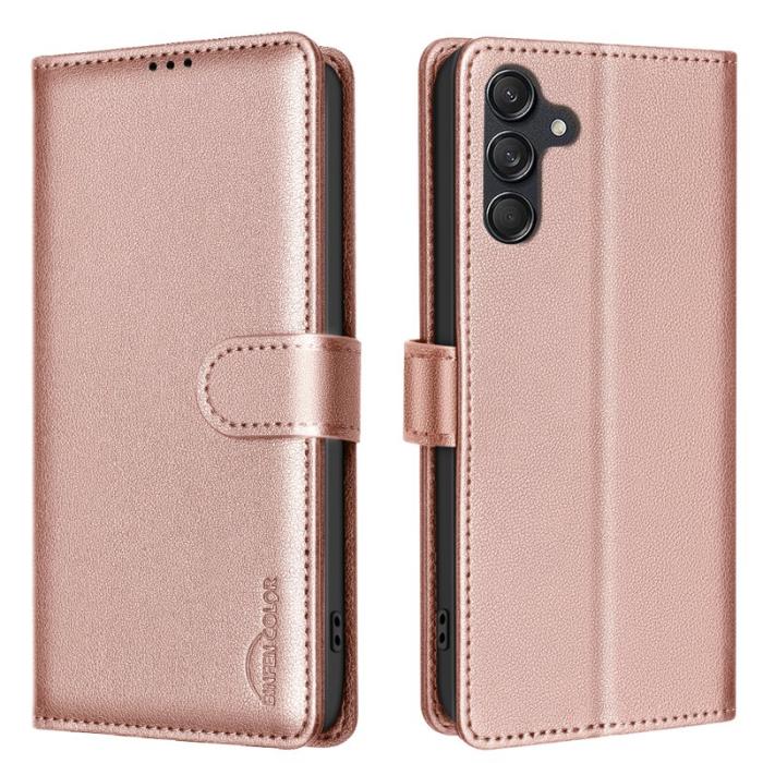 BINFEN COLOR - BINFEN COLOR BF32 Fodral Äkta läder - Rose Gold för Samsung Galaxy A34 5G
