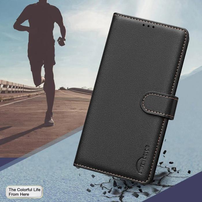 BINFEN COLOR - BINFEN COLOR BF32 Fodral Äkta läder - Svart för Samsung Galaxy A34 5G